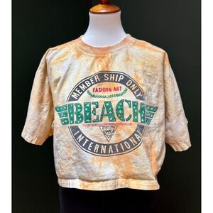 Vintage 100% Cotton Nisha Beach‎ Club Tie Dye Cropped T-Shirt Women's L